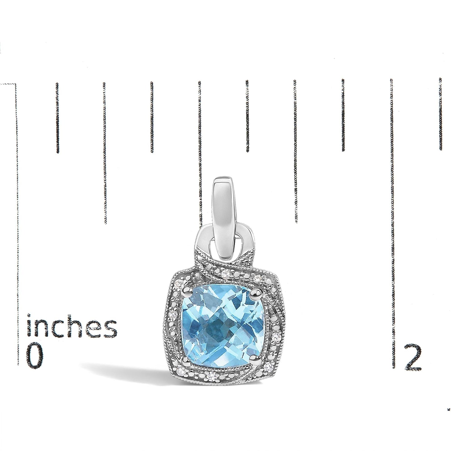 Blue Topaz & Diamond Accent Geometric Dangle Earrings in Sterling Silver – Cushion Cut