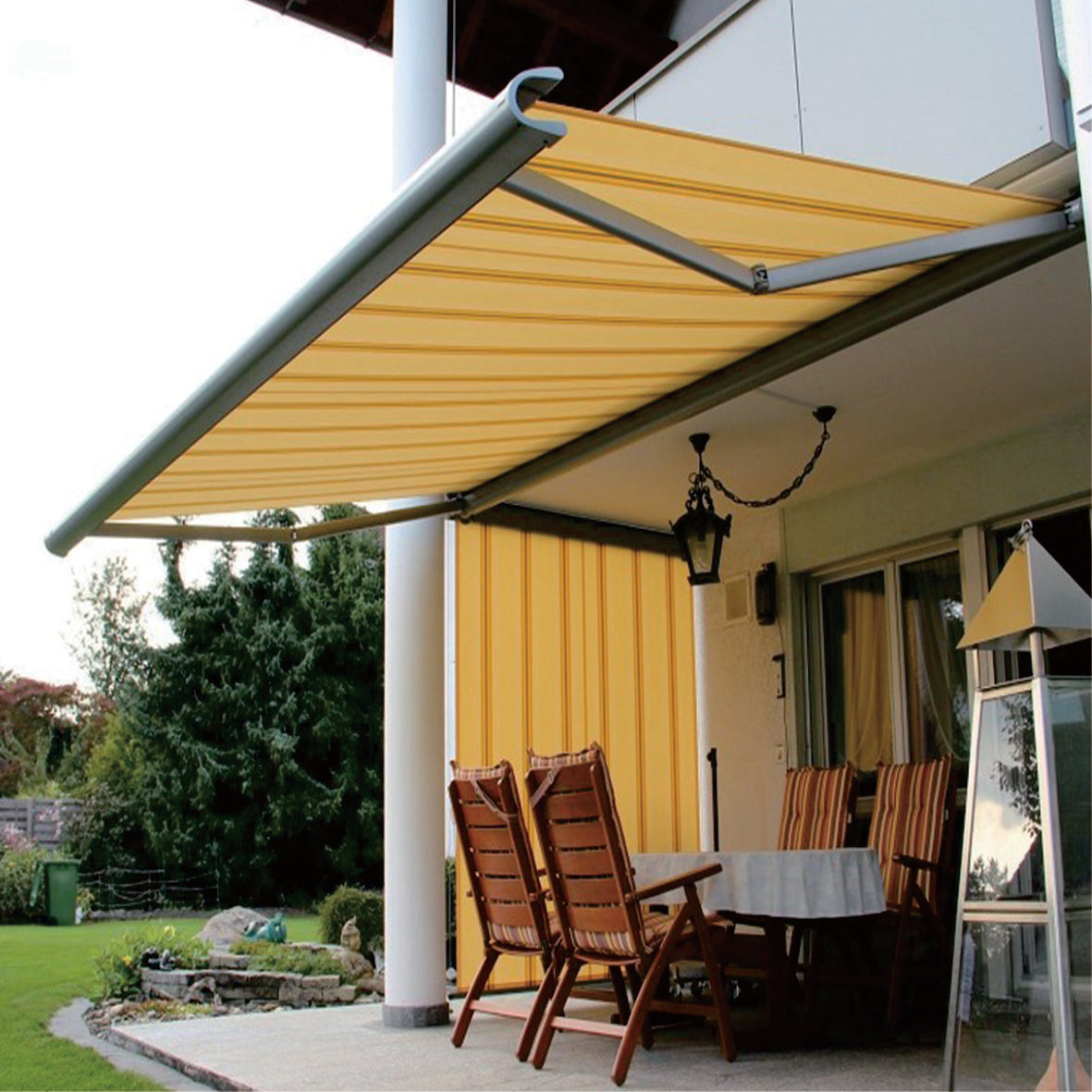 D8300 Full Box Retractable Awning 2-6m & 1.5-3m Heavy Duty Motorized Patio Canopy With LED Light Remote Smart Rain Wind Sensor