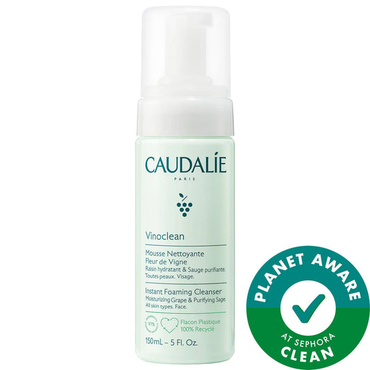 Caudalie Vinoclean Gentle Foam Cleanser - Natural, Vegan, Sulfate-Free Facial Cleanser for Sensitive Skin
