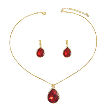 Ins Sweet Japanese Korean Women Jewelry Set, Niche Water Drop Dangle Earrings & Clavicle Chain, Geometric Design Inlaid Clear Synthetic Crystals
