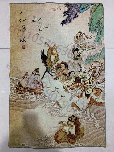 Chinese Silk Tapestry of the Eight Immortals Across the Sea