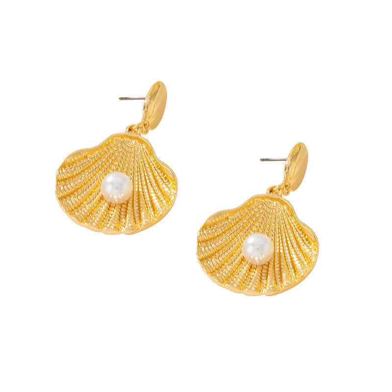 Bestseller Light Luxury Niche Shell Drop Earrings, High-end Unique Vintage Ocean Style Women Earrings