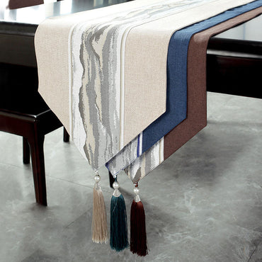 Chinese Style Table Runner Solid Linen Cotton Cover Waterproof