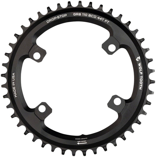 Wolf Tooth Shimano 110 Asymmetric BCD Chainring - 42t 110 Asymmetric BCD 4-Bolt Drop-Stop B For Shimano GRX Cranks BLK