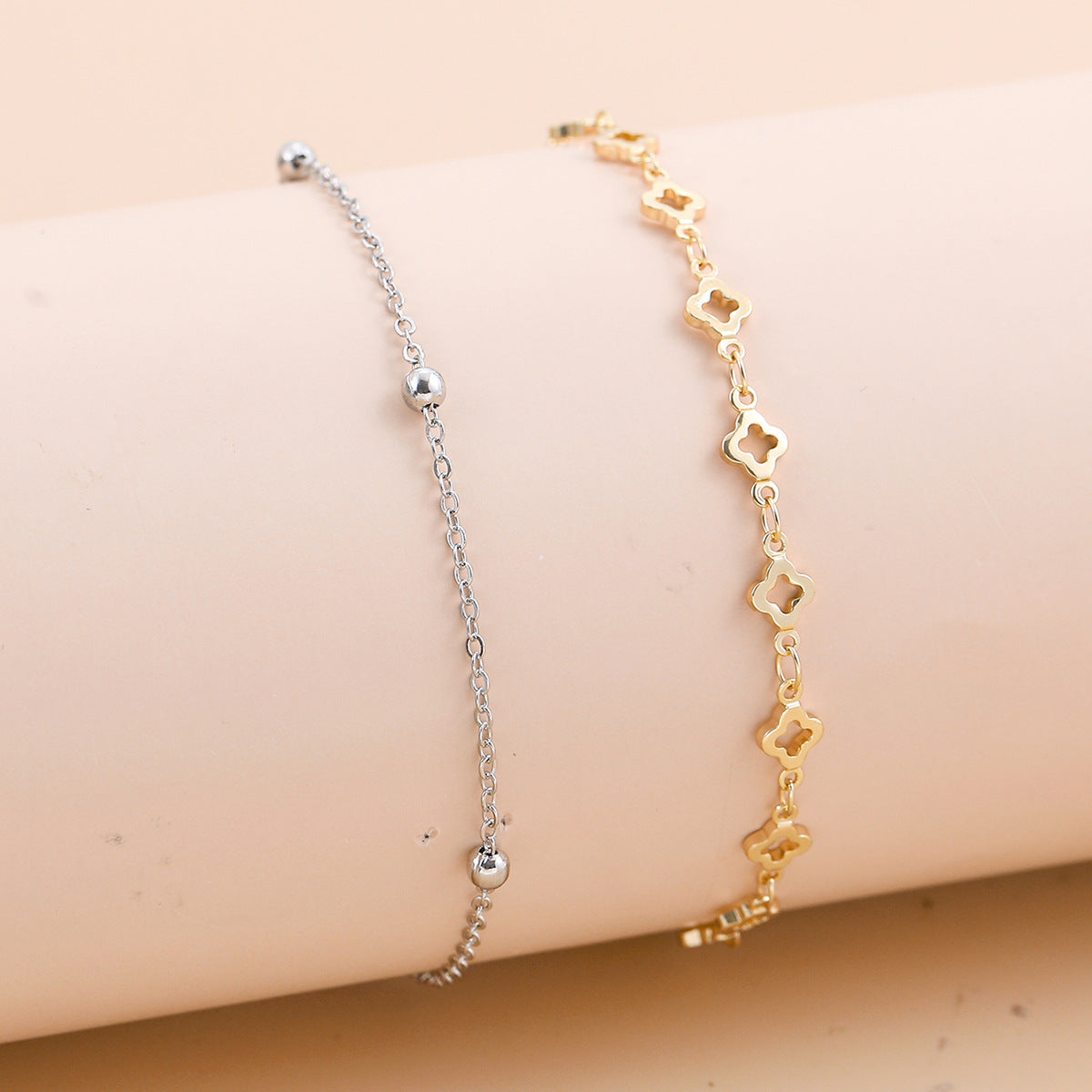 Bohemian-style Cross And Double-heart Multi-layer Anklet