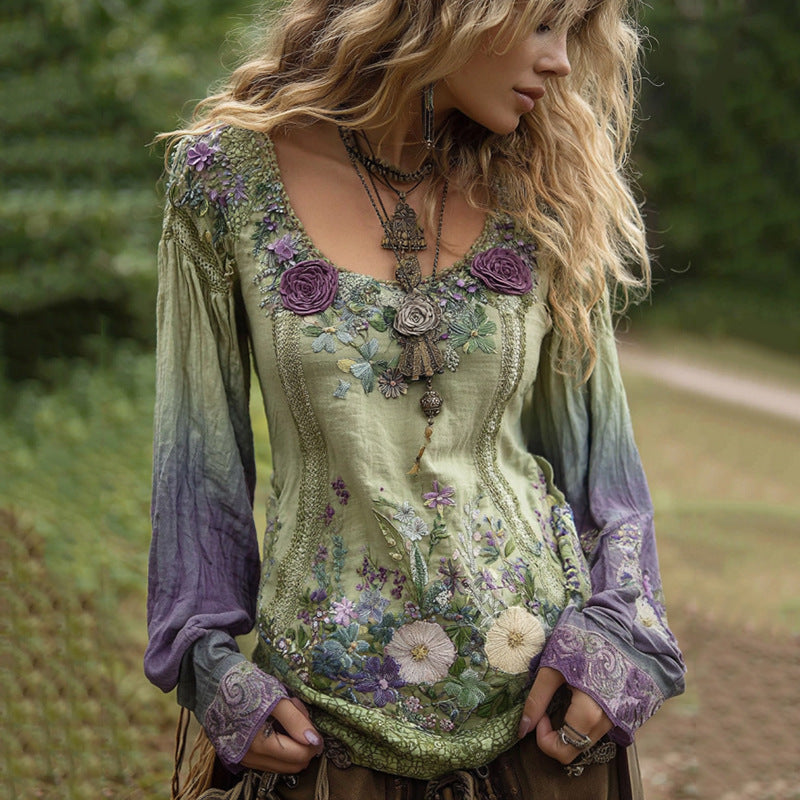 Printing Heavy Industry Ladies Round Neck And Long Sleeves