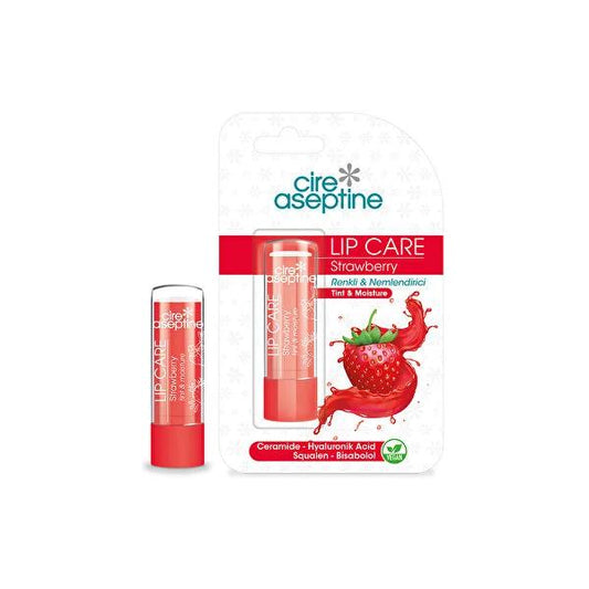 Cire Aseptine Strawberry Tinted Lip Care Balm - Hydrating, Soothing, and Subtly Colored Lip Balm with Hyaluronic Acid and Ceramide