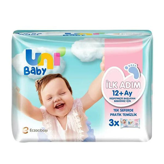 Uni Baby Wipes - Gentle, Alcohol-Free, and Paraben-Free Cleaning for Sensitive Baby Skin - Swiss Certified, 3x52 Count