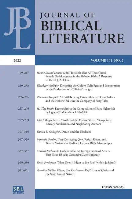 Journal of Biblical Literature 141.2 (2022) - Paperback