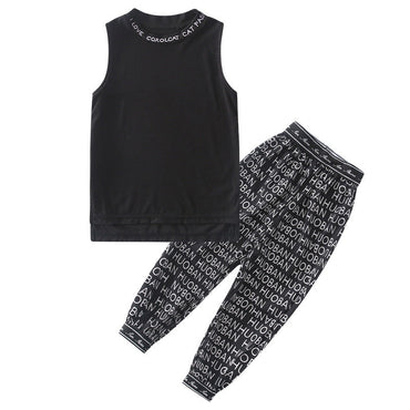 Girls Korean Style Sleeveless Two-piece Sports Suit