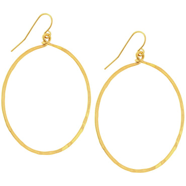 Gold-Plated Hammered Hoop Earrings