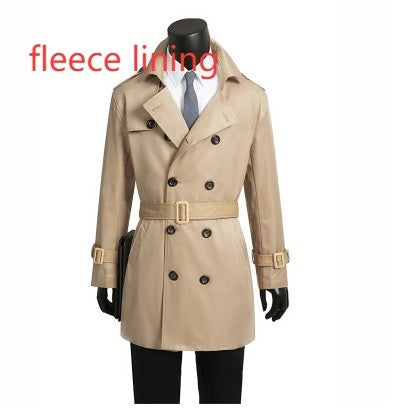 Trench Coat Slim-Fit Plus-Size British Style Mens Wear For Spring And Autumn Business Casual