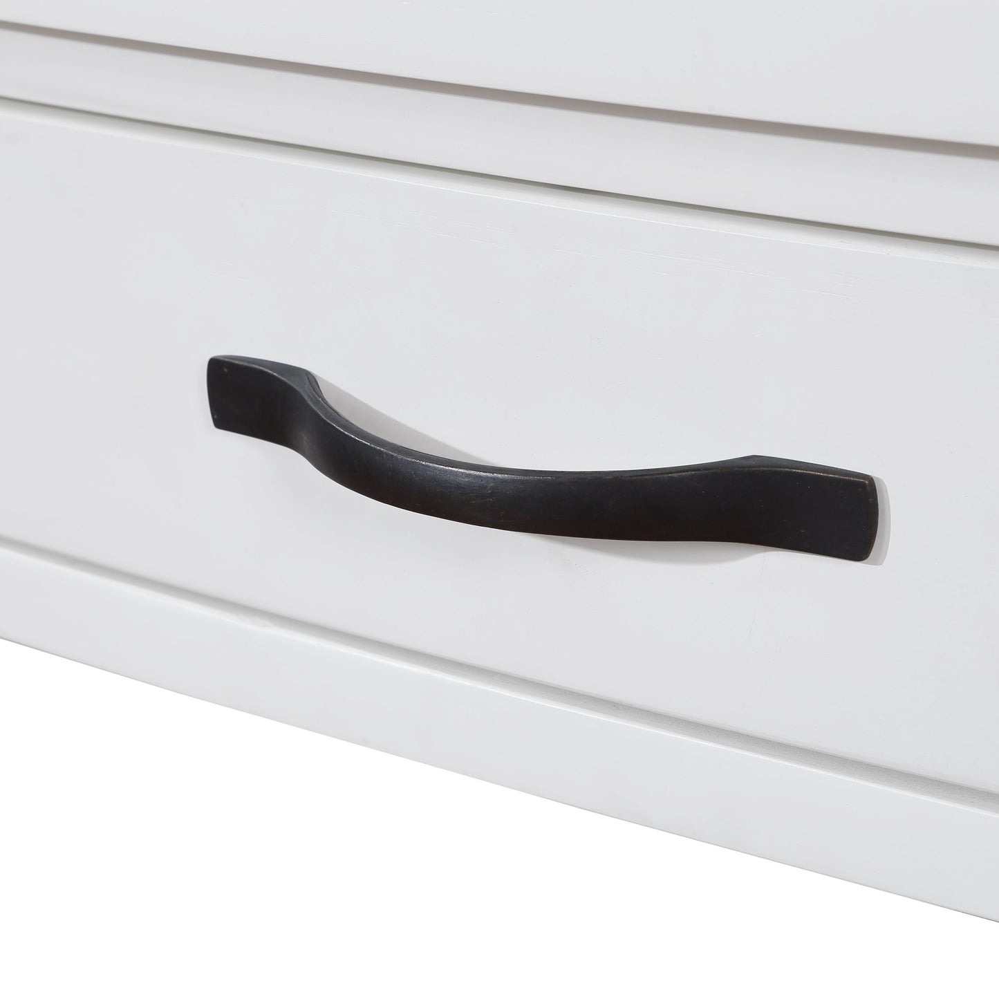 33.8 in Triangle Corner Table, 3-Tier Solid Wood Legs, Small Spaces, Milk White