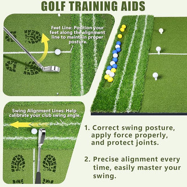 SIOTMERA 23x16IN & 5x4FT Golf Mat, Dual-Turf Golf Hitting Mat with High-Elasticity EVA Anti-Slip Bottom, Anti-Deformation,Reinforced Glue, Ideal for Swing,Chipping Practice,Indoor/Outdoor