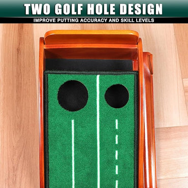 CHAMPKEY Dual-Hole Golf Putting Green Indoor with 3 Golf Putting Gates - Improves Putting Accuracy and Skill Levels Golf Putting Mat - Ideal for Indoor and Outdoor Training