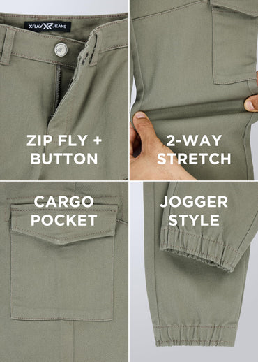 X RAY Boys Jogger-Style Colored Cargo Pants Light Green Size 12
