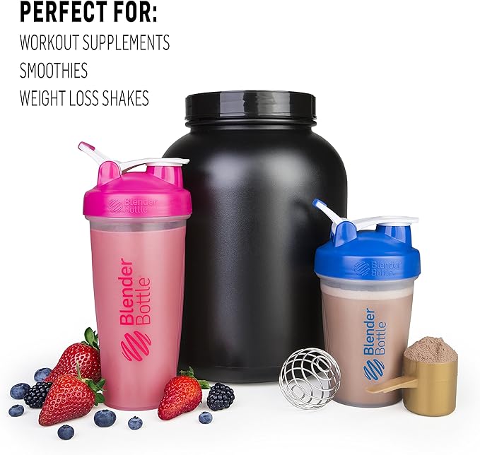 BlenderBottle Classic Shaker Bottle Perfect for Protein Shakes and Pre Workout, 28-Ounce (2 Pack), Moss and Navy