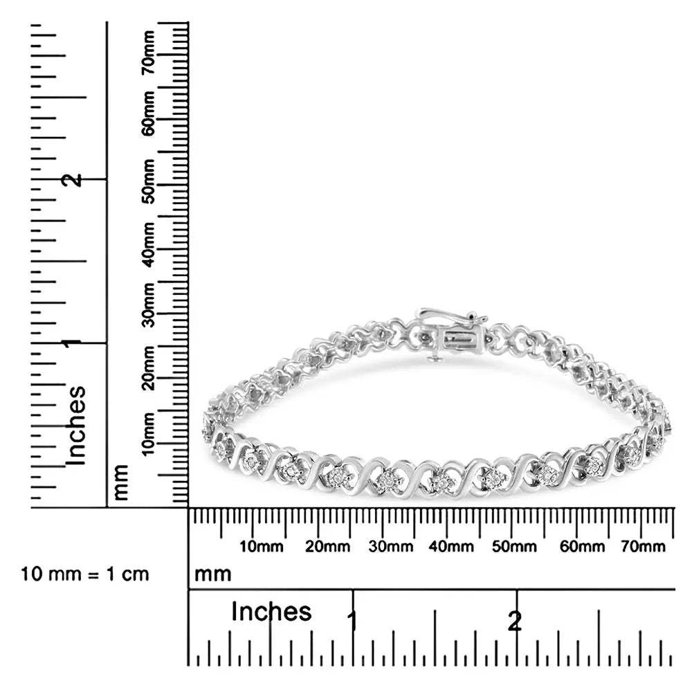 1/3 Cttw Diamond Infinity Link Bracelet in Sterling Silver 7.25 Inch