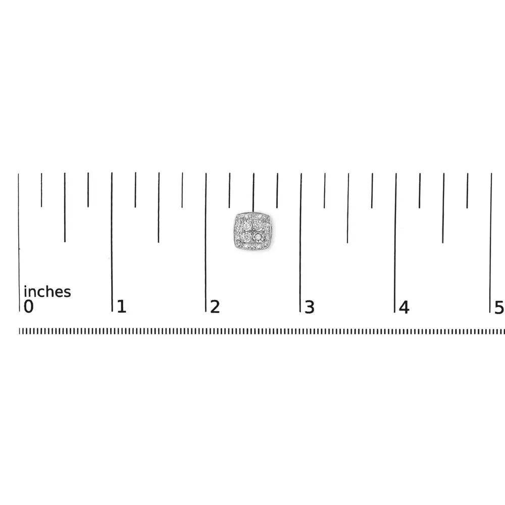 Round Diamond Square Milgrain Stud Earrings in Sterling Silver 1/4 Cttw