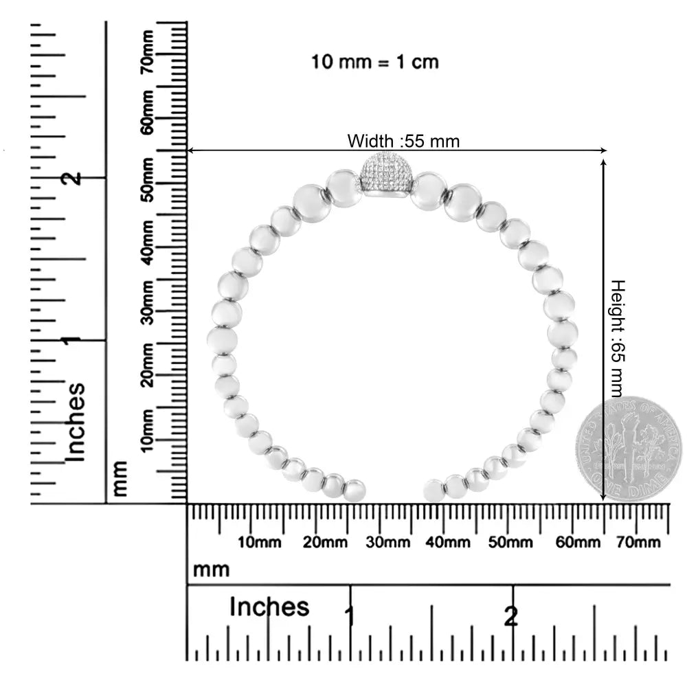 Diamond Heart Link Bracelet in Sterling Silver 1/6 Cttw 7.25 Inches