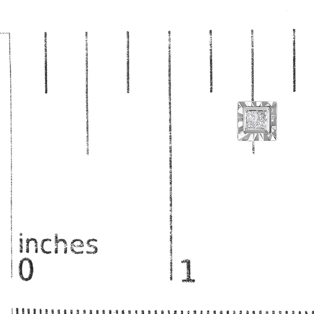 Princess Cut Diamond Composite Stud Earrings in Sterling Silver 1/6 Cttw