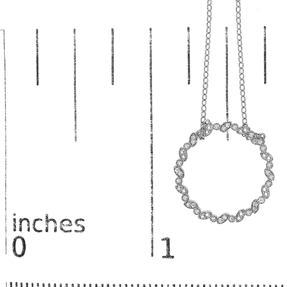 Sterling Silver 1/7 Cttw Lab Grown Diamond Beaded Circle Necklace 18