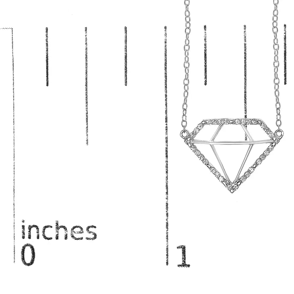 Diamond Shaped .925 Sterling Silver 1/7 Cttw Lab Grown Diamond Necklace 18