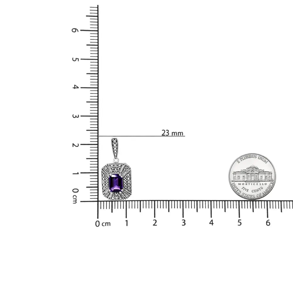 7x5mm Amethyst and Diamond Halo Stud Earrings in Sterling Silver