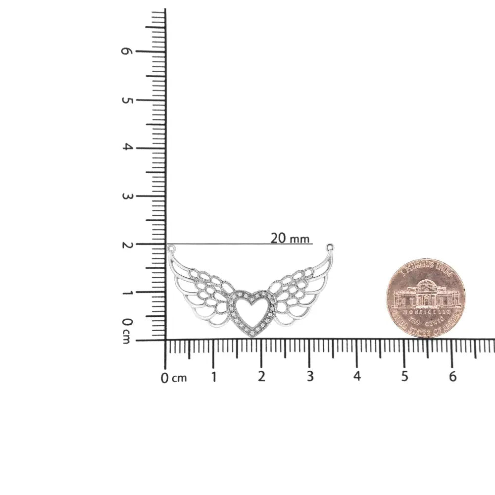 Diamond Fairy Wing Heart Pendant in Sterling Silver 1/20 Cttw