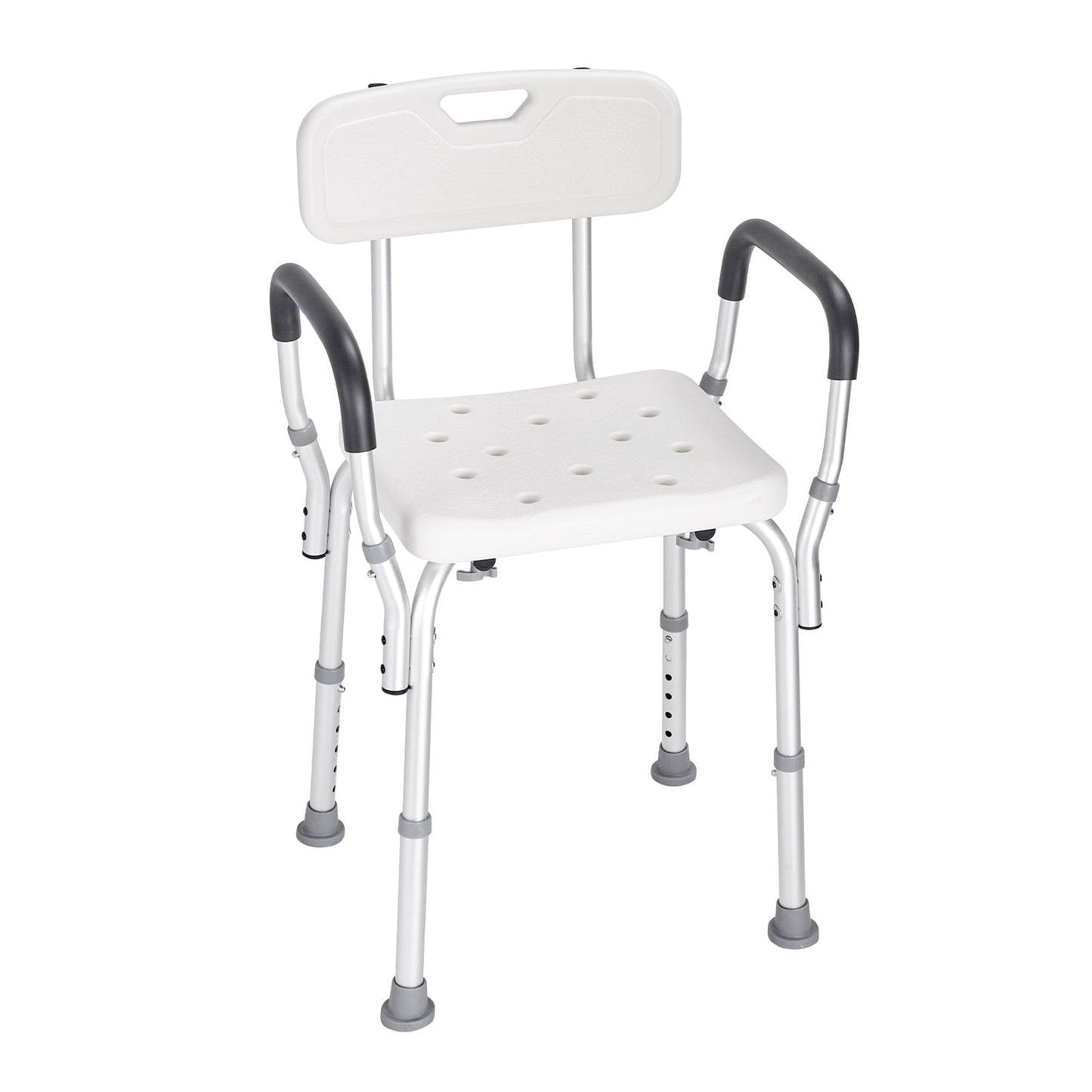 Shower Chair with Backrest Aluminum Adjustable Height Non-Slip 350 LB