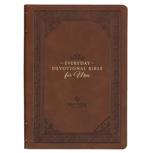NLT Holy Bible Everyday Devotional Bible for Men New Living Translation, Vegan Leather, Brown Debossed - Leather