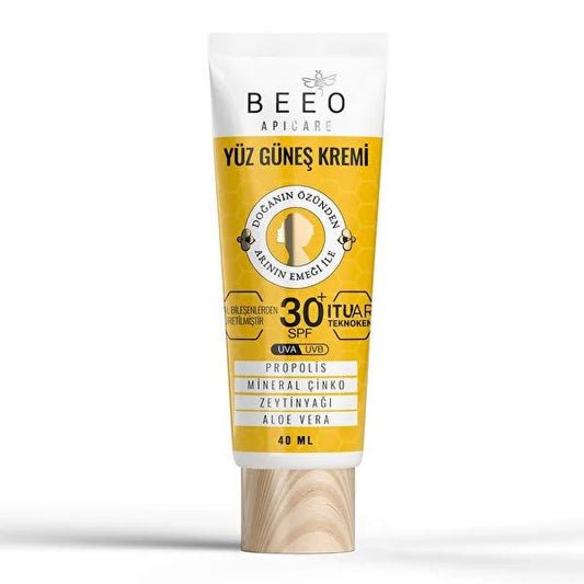 Beeo Natural Mineral Face Sunscreen SPF 50+ - Broad Spectrum Protection for Facial Skin, 1.35 fl oz