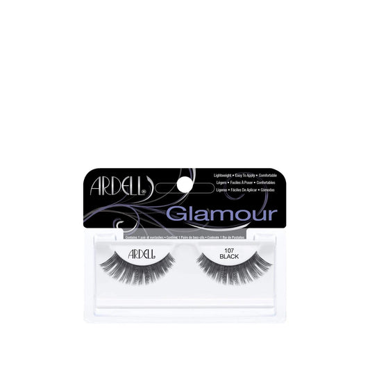 Ardell Glamour Black False Eyelashes No:107 - Enhance Eye Appearance with Premium Cosmetic Lashes