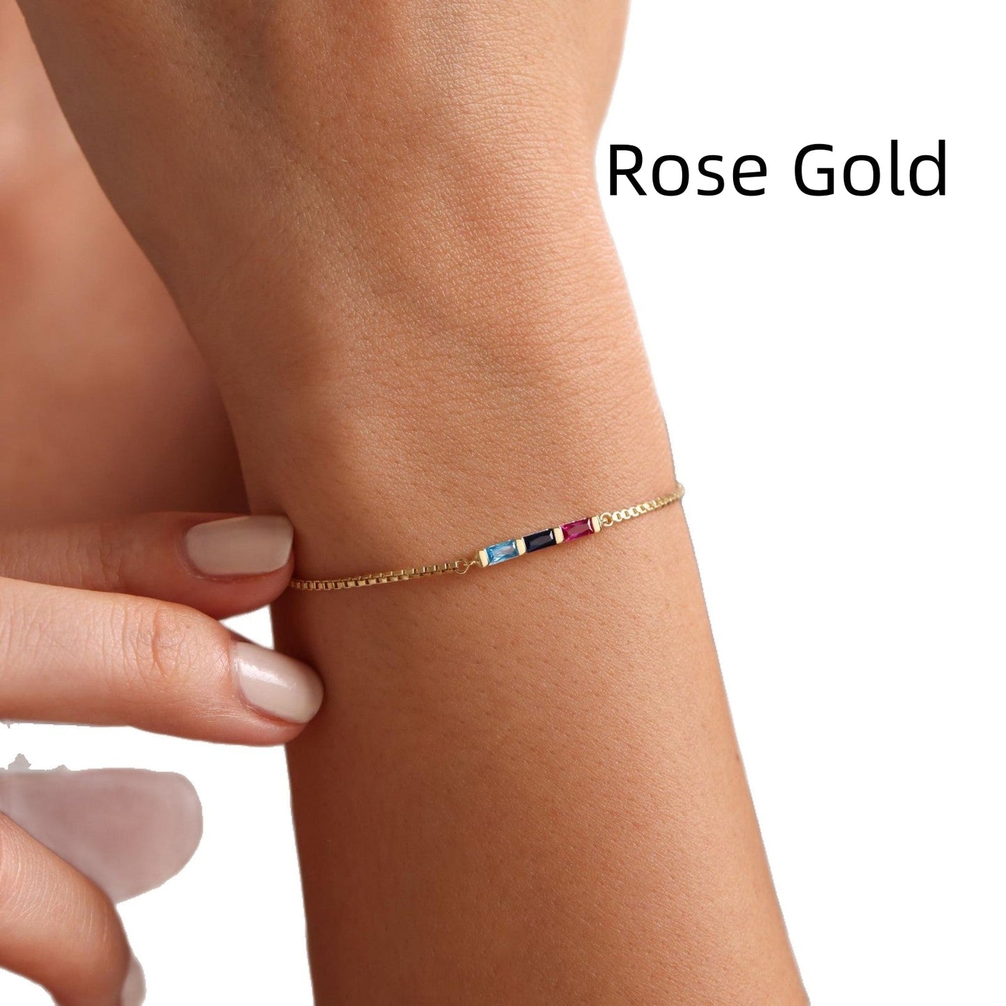 Birthstone Micro-paved Gold-plated Clavicle Necklace