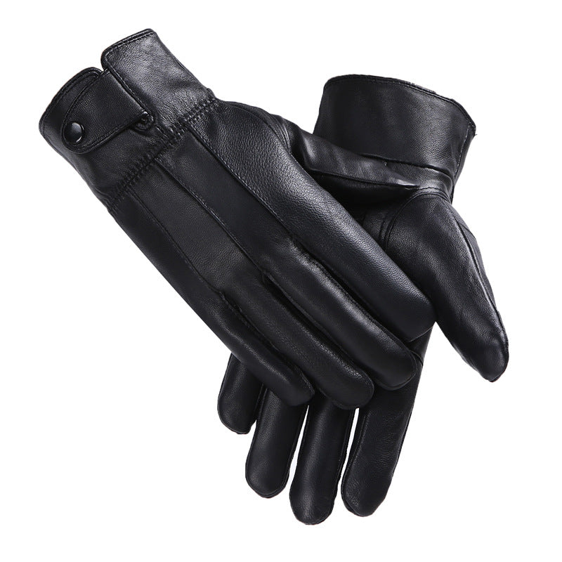 Fleece-lined Thickened Cold-resistant Windproof Sheepskin Mittens For Cycling