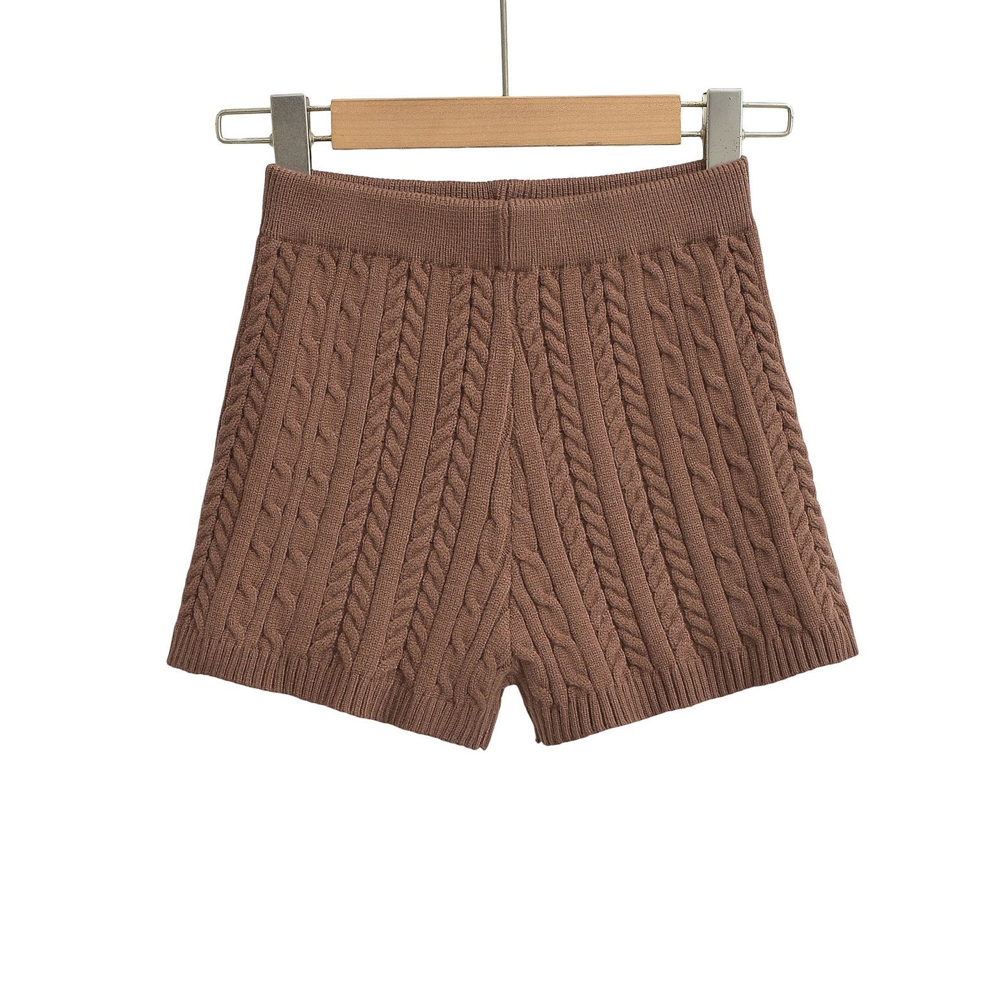 Versatile Solid-Color Tight Knitted Shorts