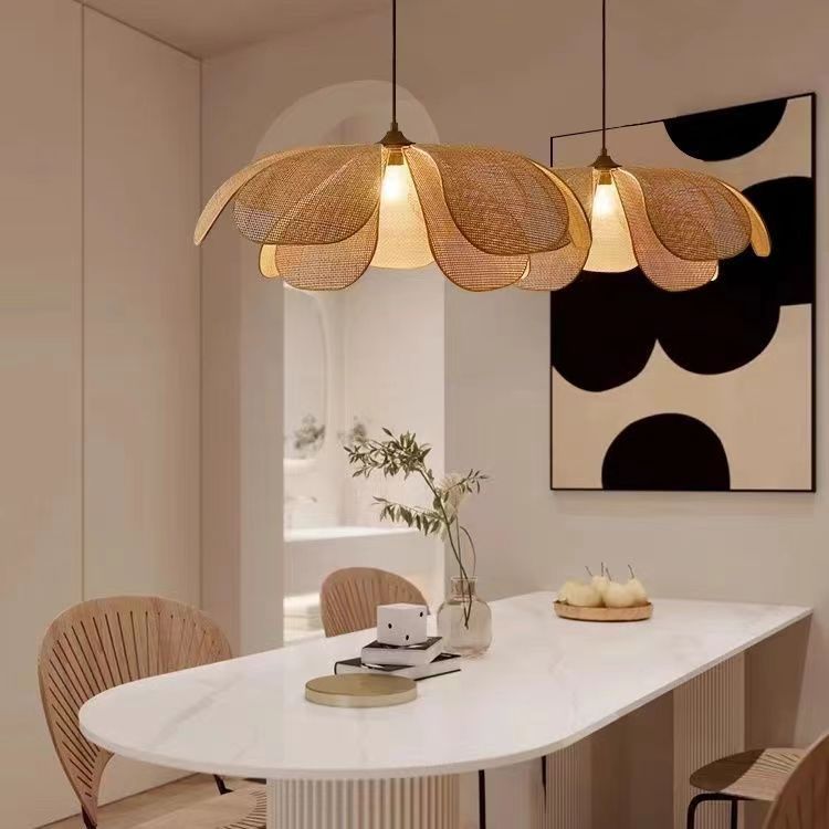 Handmade Bamboo Rattan Japanese Petal Ceiling Lamp