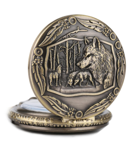 Retro Clamshell Three-dimensional Relief Wolf Head