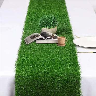 Artificial Grass Table Runner Durable Easy-Clean Rectangular Table Decor for Christmas Weddings Outdoor Golf & Football Parties