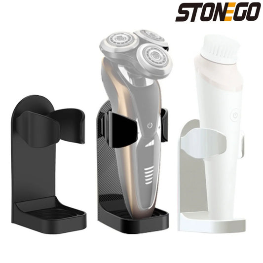 Self-Adhesive Wall-Mounted Shaver & Electric Toothbrush Holder – Razor Storage Rack (White/Black)