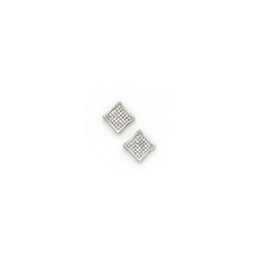 Solid 14k White Gold .16 Carat Micro Pav+ᆲ Genuine Diamond Earrings