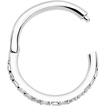 14k Solid White Gold Hinged Segment Ring Forward Facing CZ 18G 5/16