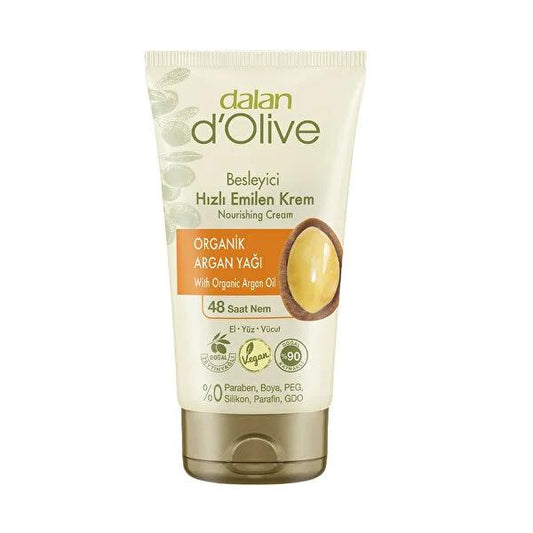 Dalan d'Olive Organic Argan Oil Cream - 48-Hour Hydration, Non-Greasy, Natural Skincare for All Skin Types