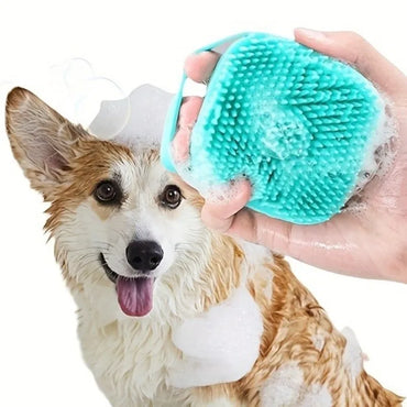 Silicone Pet Bathing Mitts 2-Pack Massage Grooming Brush for Dogs & Cats Rubber Bristles