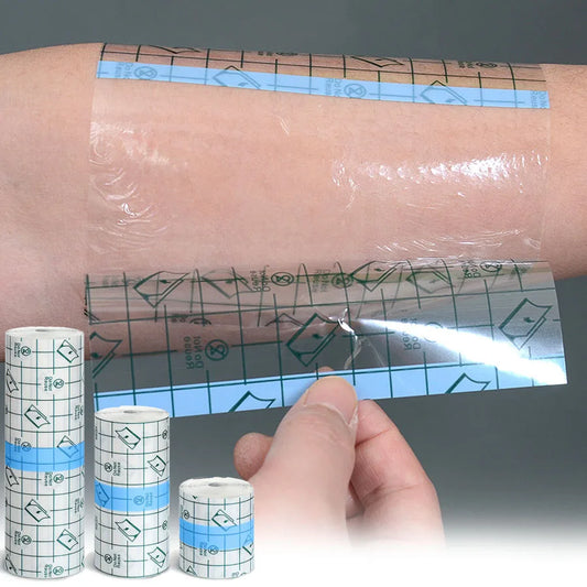 Waterproof Stretch Adhesive Bandage Clear Transparent Dressing Film for Tattoos, Shower & Swim — Disposable Cut-to-Fit