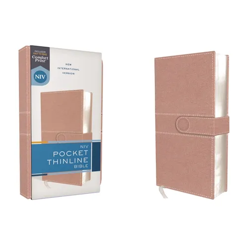 Niv, Pocket Thinline Bible, Leathersoft, Pink, Snap Closure, Red Letter, Comfort Print - Imitation Leather
