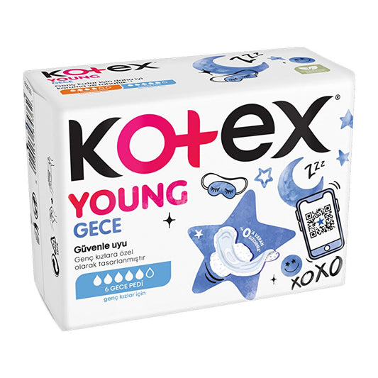 Kotex Young: Ultimate Nighttime Protection - Sanitary Pads for Teens, Extra Absorbent, Individually Wrapped, Feminine Hygiene Product