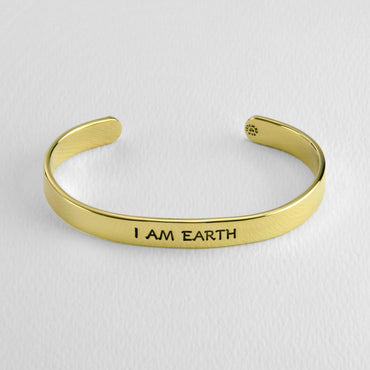 I Am Earth Water Air Fire Astrology Brass Cuff Bracelet