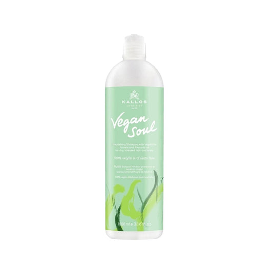 Kallos Cosmetics Vegan Soul Herbal Protein and Avocado Oil Nourishing Shampoo 1000 ml - Natural Vegan Shampoo with Avocado Oil & Herbal Protein