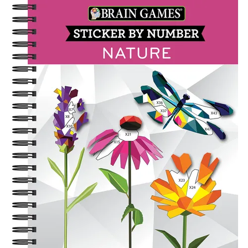 Brain Games - Sticker by Number: Nature - 2 Books in 1 (42 Images to Sticker) - Spiral